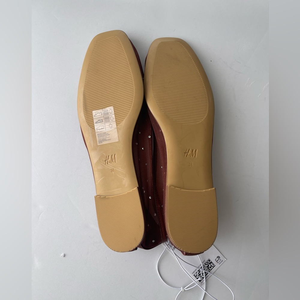 Mesh Rhinestone Embellished Ballet Flats Rust - Picture 4 of 6